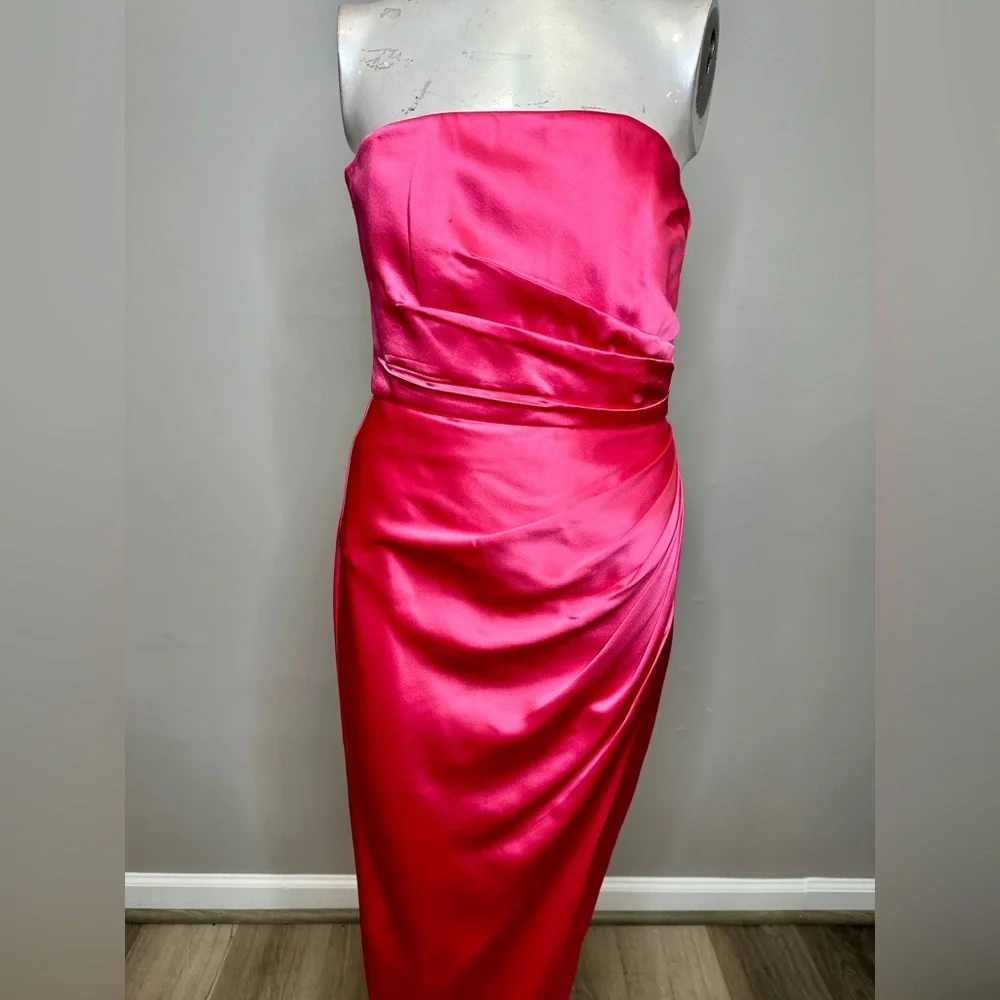 Sau Lee Priyanka Strapless Satin Gown US 4 $495 - Picture 5 of 11
